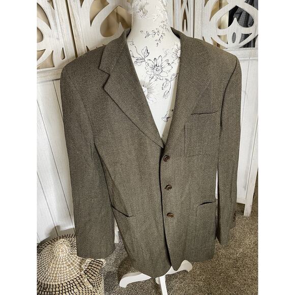 Vintage Territory Ahead Blazer Men 40R Brown Wool Blend Portugal Coat 3 Button - Picture 1 of 5